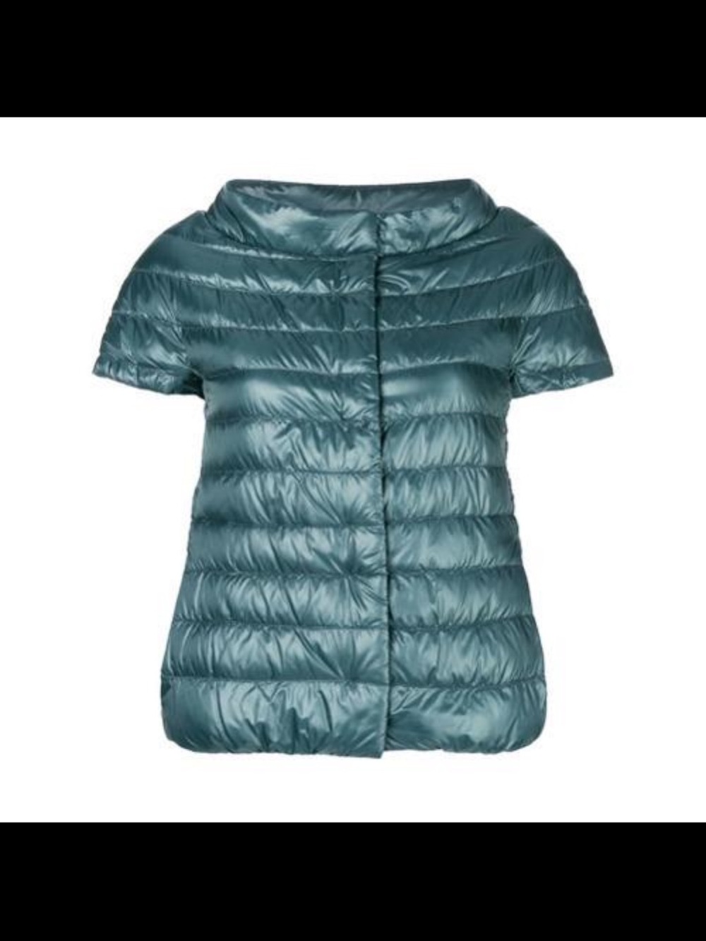 HERNO Iconico Emilia Teal Down Puffer Jacket IT 48 Short Sleeve